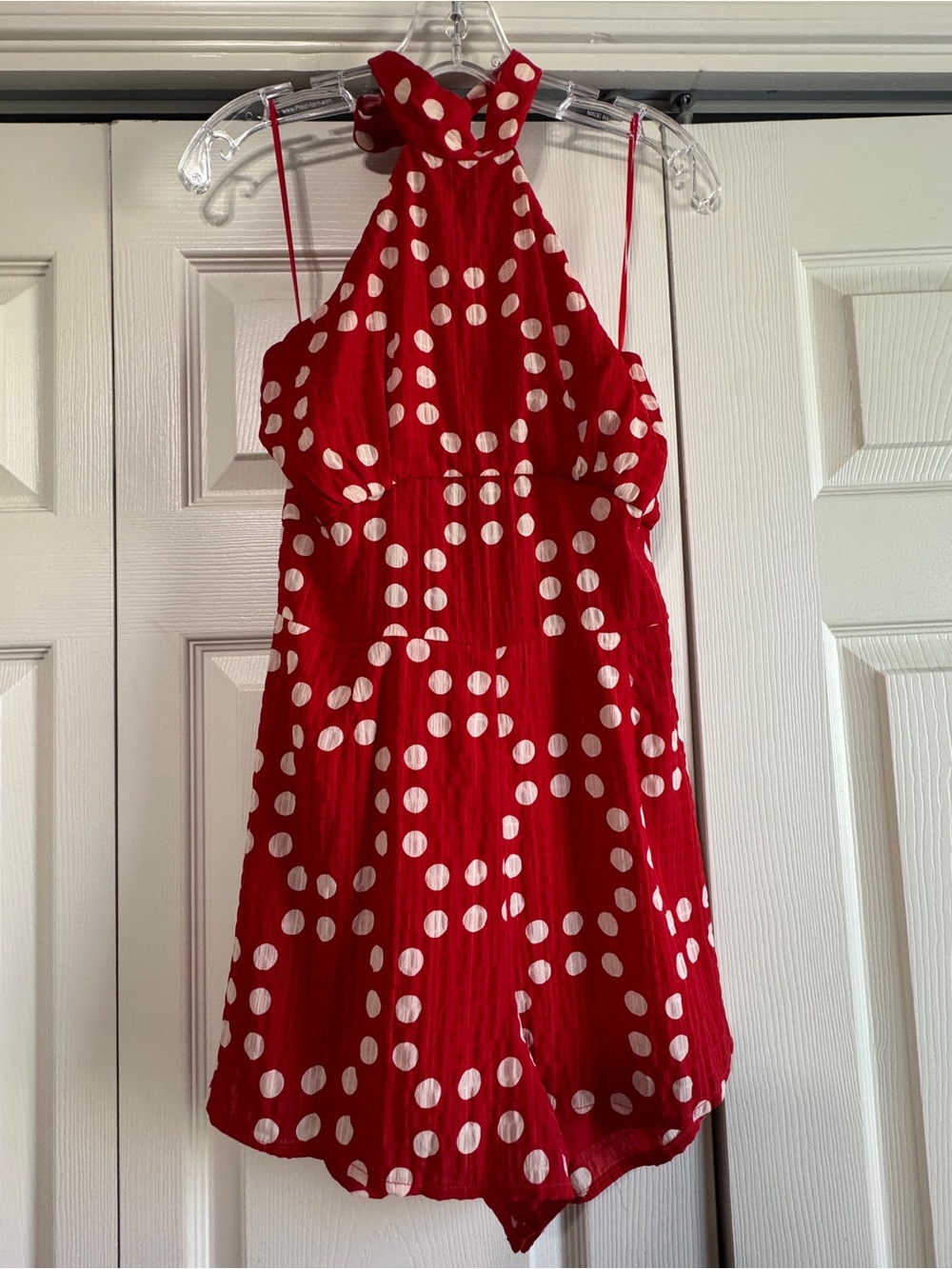 Luxxel Red Polka Dot Halter Romper - Picture 2 of 5